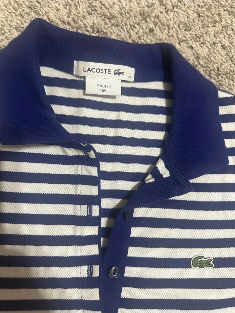 Lacoste Navy and White Striped Polo Mini Dress - Picture 3 of 4